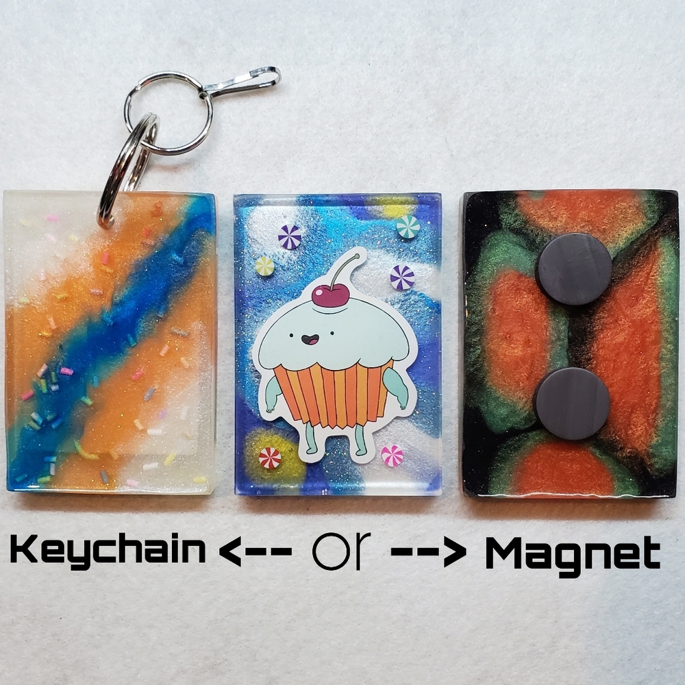 Adventure Time Cupcake Handmade Resin Keychain or Fridge Magnet "Your Choice"